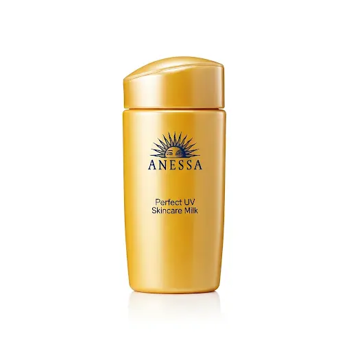 Chai kem chống nắng Anessa Perfect UV Skincare Milk màu vàng gold