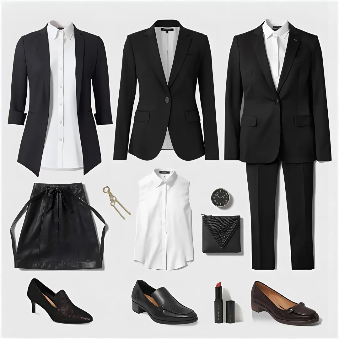 Các món đồ công sở cơ bản như áo sơ mi, blazer, quần tây, chân váy bút chì