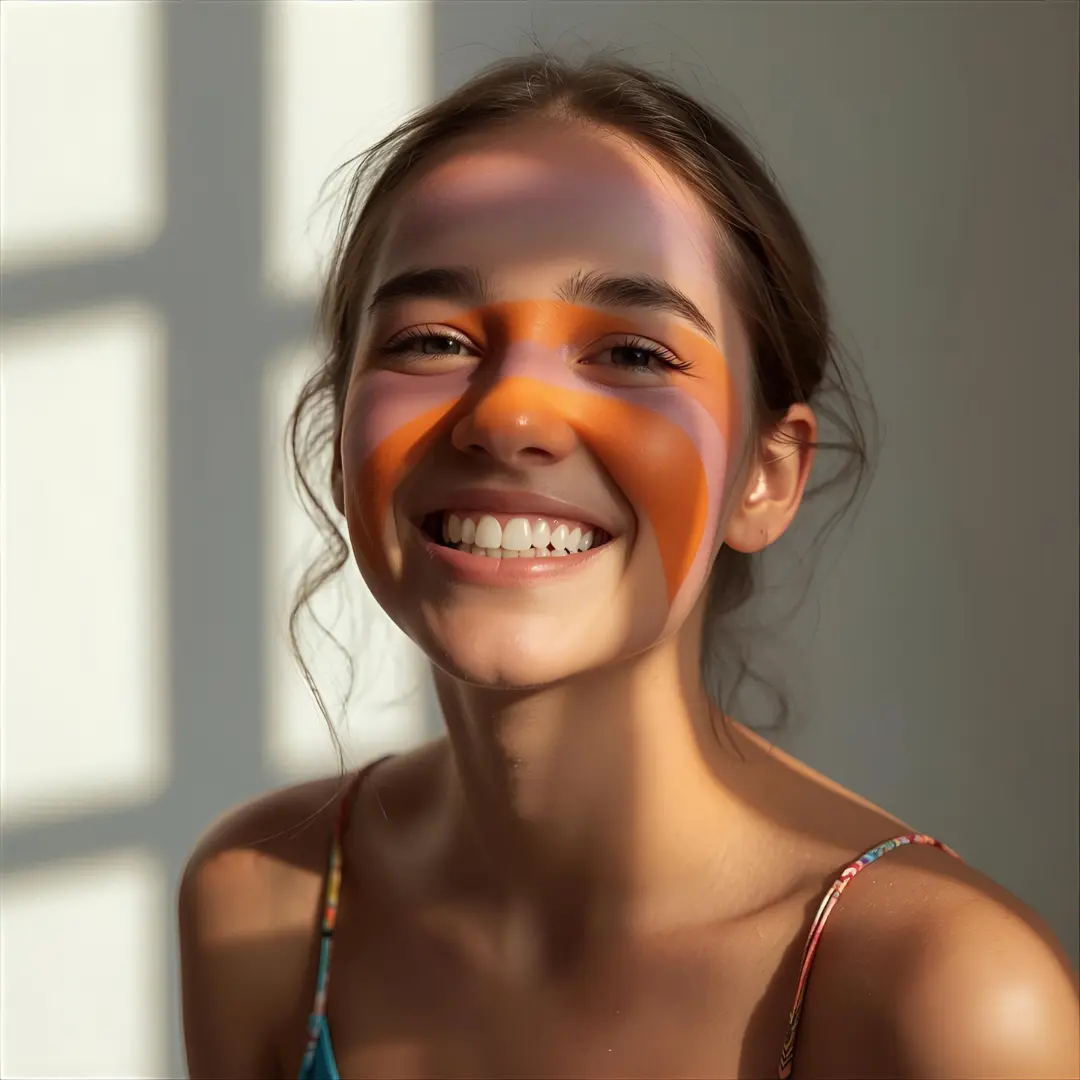 Một cô gái rạng rỡ với các dải màu sắc phù hợp với Personal Color của cô