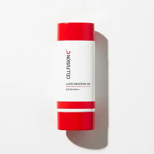 Tuýp kem chống nắng Cell Fusion C Laser Sunscreen 100 màu đỏ trắng