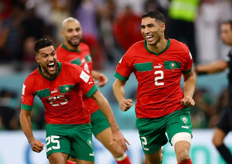 Các cầu thủ Morocco ăn mừng bàn thắng với sự tự tin