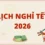 Lịch Nghỉ Tết 2026 (Bính Ngọ): Cập Nhật Chính Thức Mới Nhất