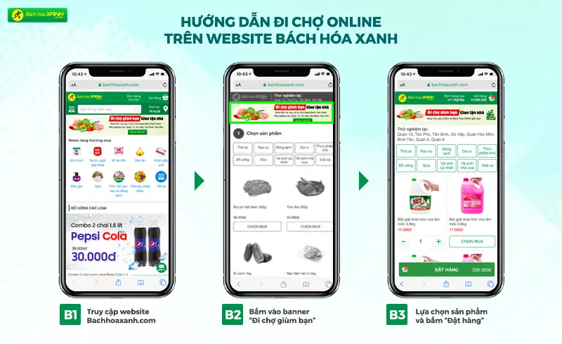 Giao diện thân thiện và dễ sử dụng của ứng dụng mua sắm bachhoaxanh Online
